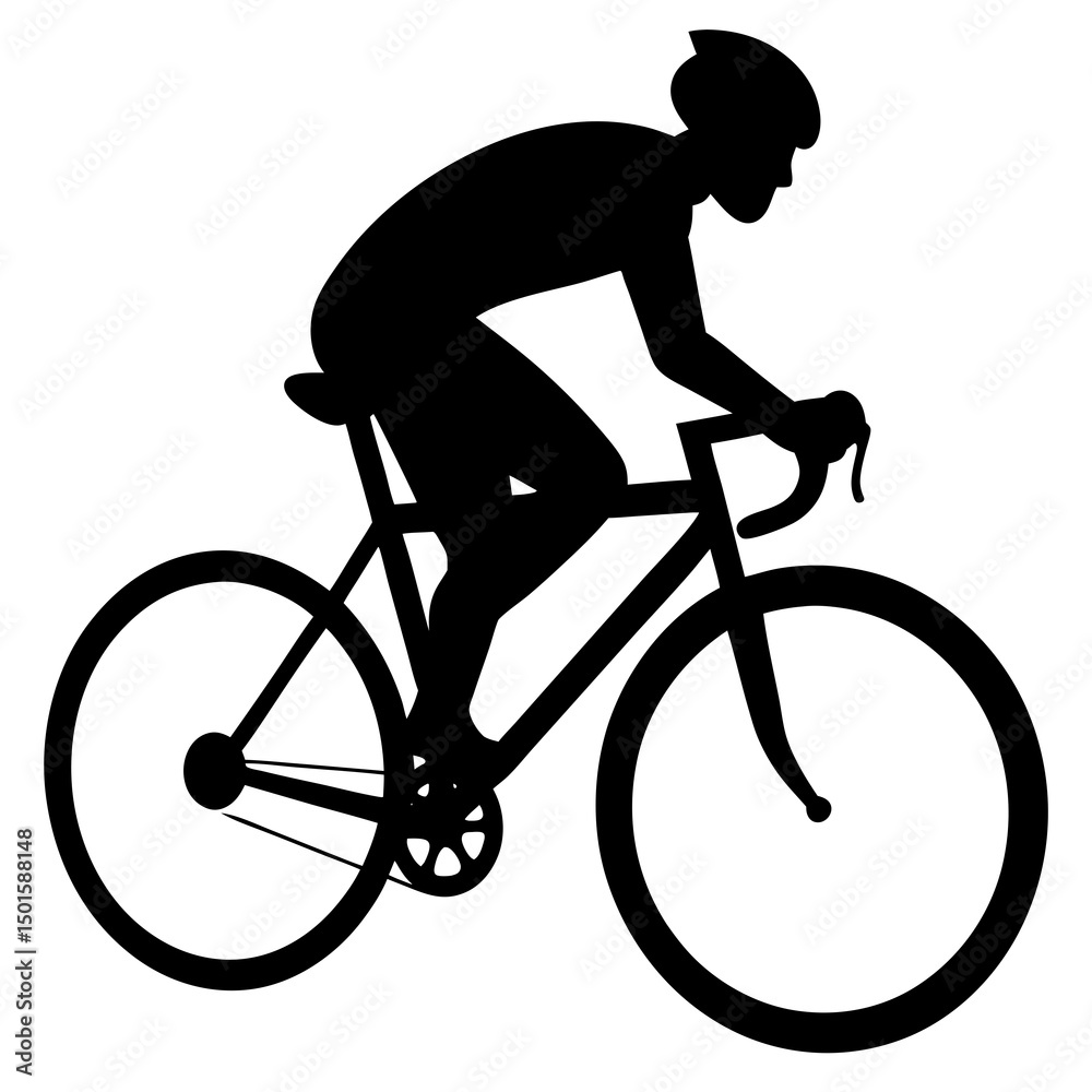 Obraz premium Silhouette of Cyclist Riding Road Bicycle