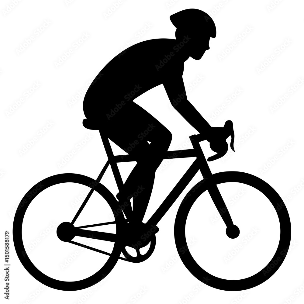 Fototapeta premium Silhouette of Cyclist Riding Road Bicycle