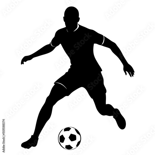 Soccer Player Silhouette Dynamic Action Pose