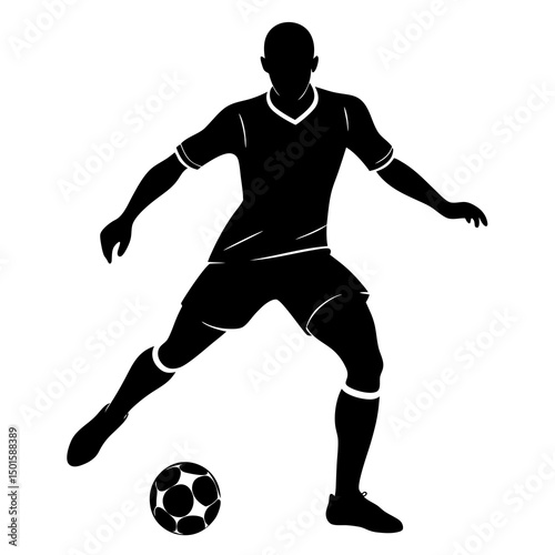 Soccer Player Silhouette Kicking Ball Action Pose