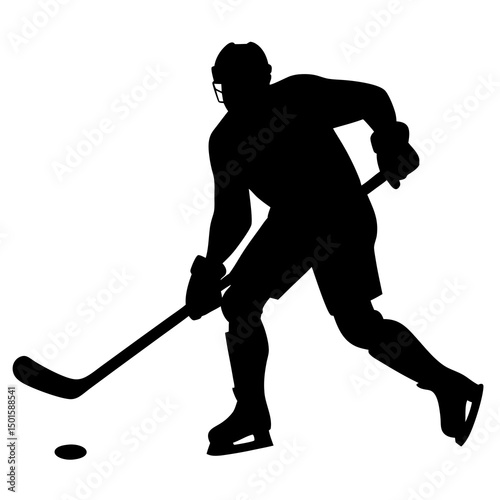 Ice Hockey Player Silhouette Action Shot