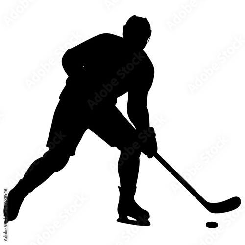 Ice Hockey Player Silhouette Action Shot
