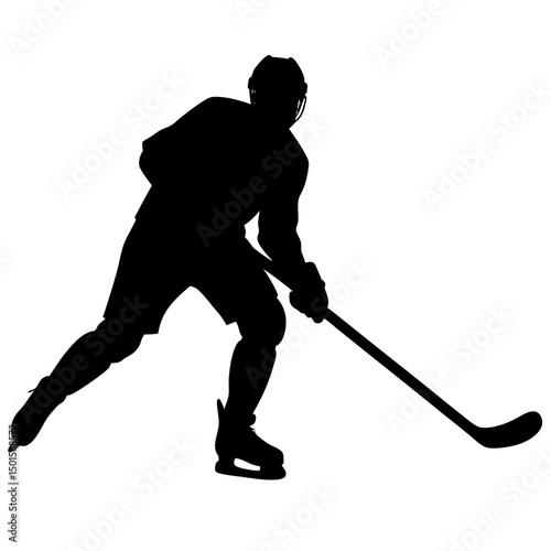 Ice Hockey Player Silhouette Action Shot