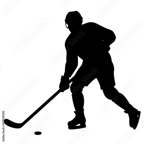 Ice Hockey Player Silhouette Action Shot