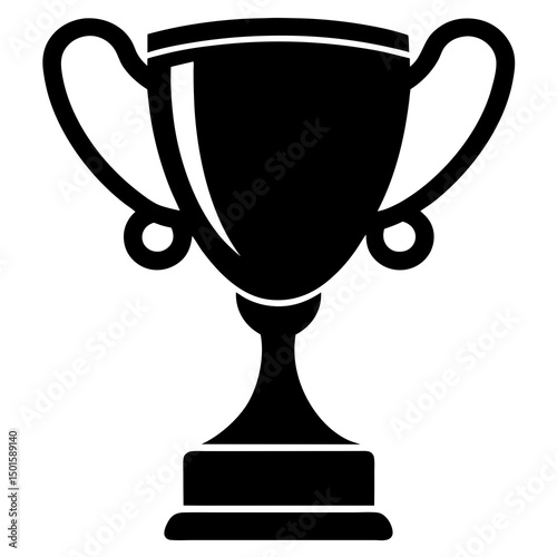 Classic Black and White Champion Trophy Icon Illustration