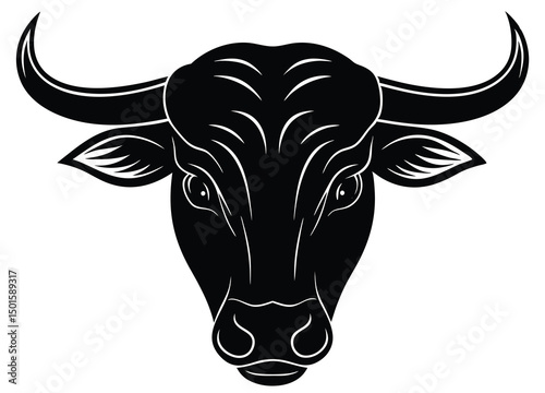 angry bull head mascot logo silhouette vector  icon illustration.