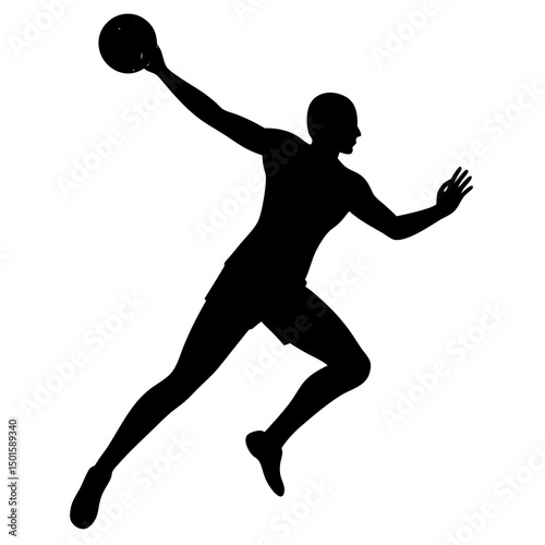 Silhouette of a Male Athlete Throwing a Ball