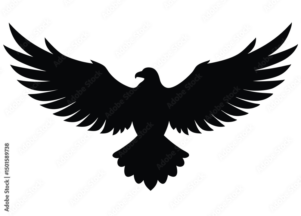 Obraz premium Majestic Eagle Flying Silhouette Vector Image for Logos Prints and Graphic Design