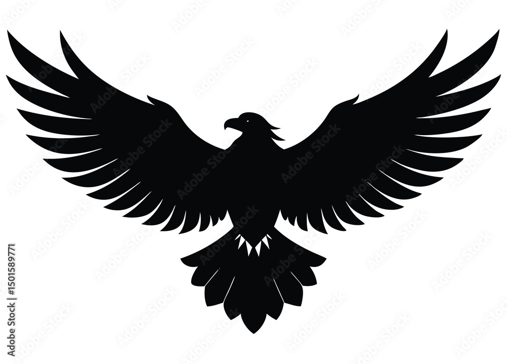 Fototapeta premium Majestic Eagle Flying Silhouette Vector Image for Logos Prints and Graphic Design