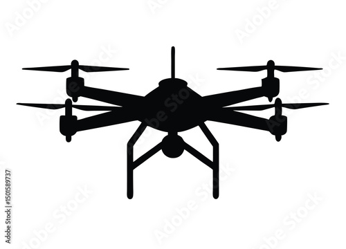 Flying drone silhouette icon vector illustration.