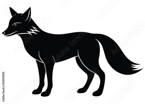 Clever fox silhouette vector, fox clipart cartoon flat icon illustration.