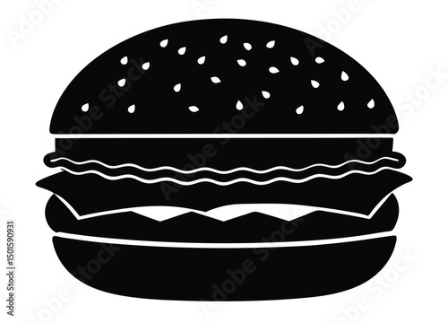 hamburger silhouette icon vector,  clipart burger silhouettes illustration.