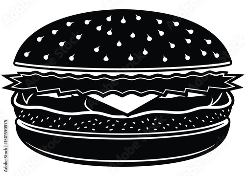 hamburger silhouette icon vector,  clipart burger silhouettes illustration.