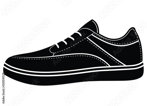 silhouette shoe icon vector footwear flat design illustration.