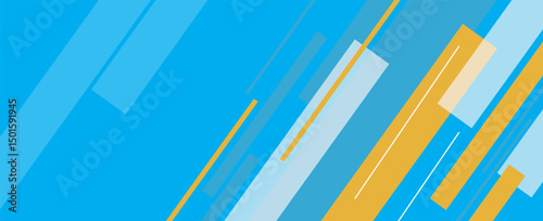 Abstract banner background. Modern blue and yellow geometric diagonal shapes design. Futuristic graphic. Suit for brochure, poster, banner, sport, website, flyer, cover, presentation, business