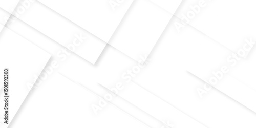 Vector white and gray overlap triangle geometric technology pattern. minimal rectangle arranged white lines transparent web square background layers. overlap web presentation banner tech design.	
