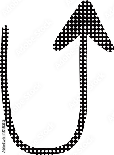 手描きの黒ドット柄のUターン矢印アイコン　Adobe Illustrator Artwork