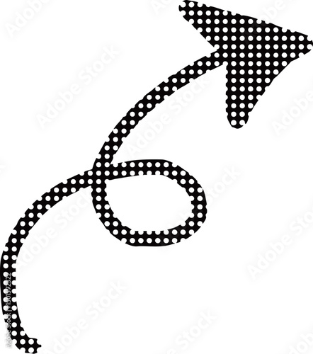 手描きの黒ドット柄のツイスト矢印アイコン　Adobe Illustrator Artwork
