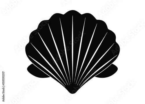 a seashell silhouette vector icon, ocean shell flat design illustration.
