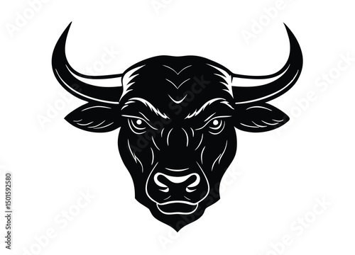 angry bull head mascot logo silhouette vector  icon illustration.