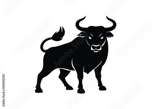 Angry bull silhouette vector, mascot bull animal illustration.