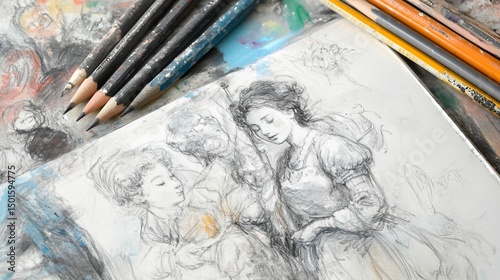 Graphite Sketches: Figurative Studies on Textured Paper