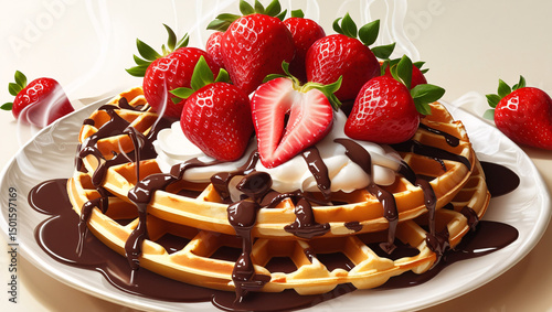 This is a plate of waffles, a popular breakfast or dessert item. 