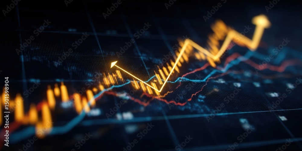 Fototapeta premium Stock Market Investment Data and Financial Chart with Upward Trend