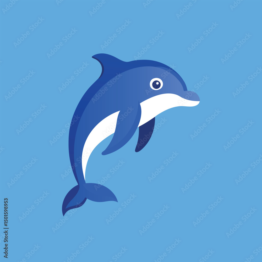 Fototapeta premium Bottlenose dolphin vector art illustration.