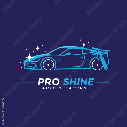 car detailing service logo emblem, sticker polisher car illustration vector graphic design template