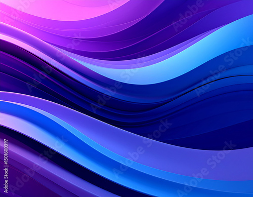 Abstract flowing curves in shades of blue, purple, and pink color