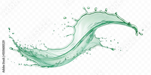 realistic smooth water liquid splash in curve style isolated on transparent background