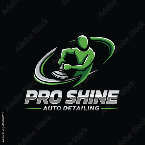 car detailing service logo emblem, sticker polisher car illustration vector graphic design template