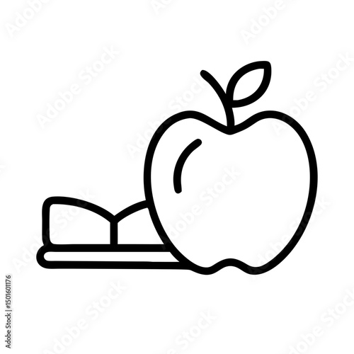 Outline of stacked books in simple flat design, icon on transparent background