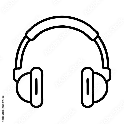 Simple line art of headphones icon on transparent background