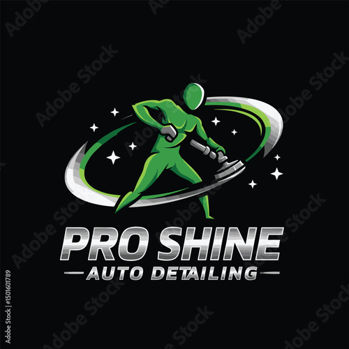 car detailing service logo emblem, sticker polisher car illustration vector graphic design template