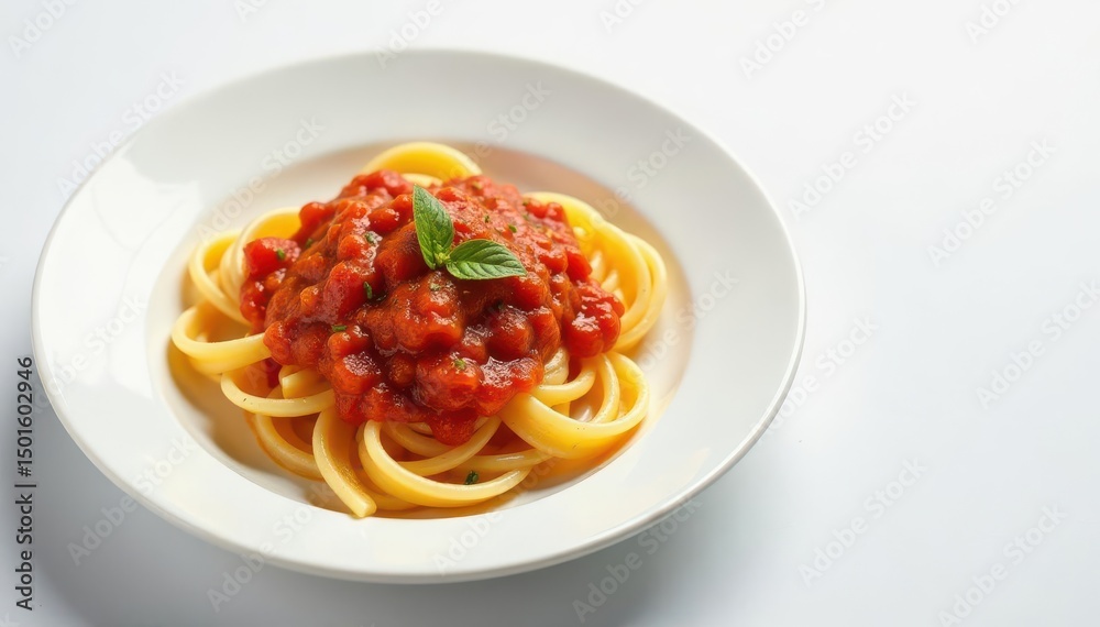 Elegant pasta dish, tomato sauce, white backdrop , tomato, culinary Elegant pasta dish, tomato sauce, white backdrop , tomato, culinary