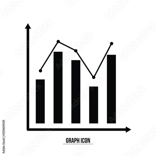 Graph vector. Business chart. Financial rise up. Increase profit. Economic graphic growth arrow rising. Chart icon in black and white background in eps 10.