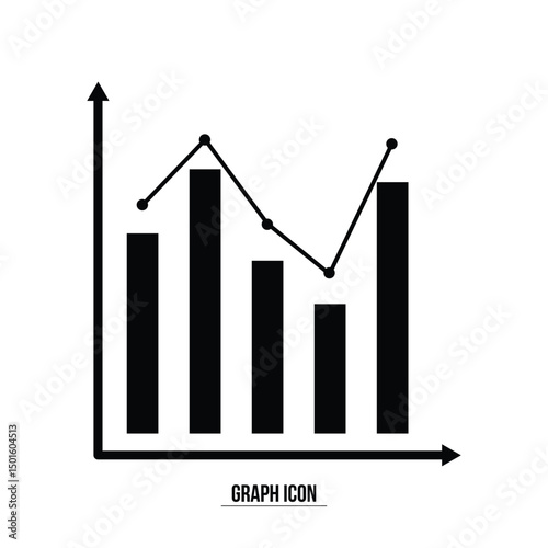 Graph vector. Business chart. Financial rise up. Increase profit. Economic graphic growth arrow rising. Chart icon in black and white background in eps 10.