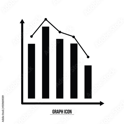 Graph vector. Business chart. Financial rise up. Increase profit. Economic graphic growth arrow rising. Chart icon in black and white background in eps 10.