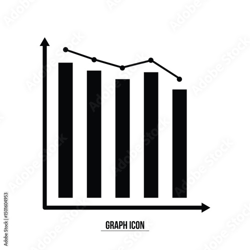 Business graphs and charts icons. Statistics and analytics vector icon. Statistic and data, charts diagrams, money, down or up arrow. Vector illustration in eps 10.