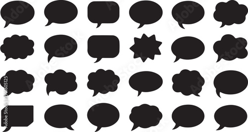 Editable line icon collection of speech and conversation bubbles ideal for user interface communication features and clean digital designs