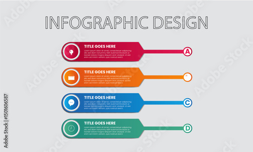 Infographics design template, business concept with 4 steps or options, can be used for workflow layout, diagram. Presentation business infographic design elegant professional template with 4 steps.