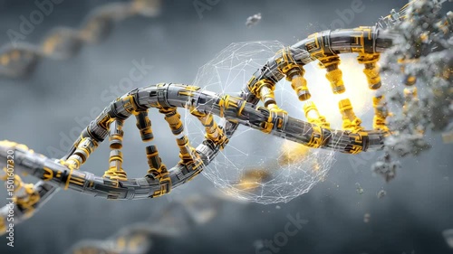 AI-Powered DNA Breakdown Animation AI-driven healthcare diagnostics futuristic DNA analysis, AI diagnostics, digital genome scan Futuristic Biotech Neural Diagnostics 
