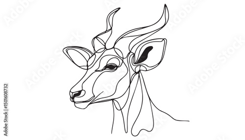 Continuous one single minimal line drawing deer