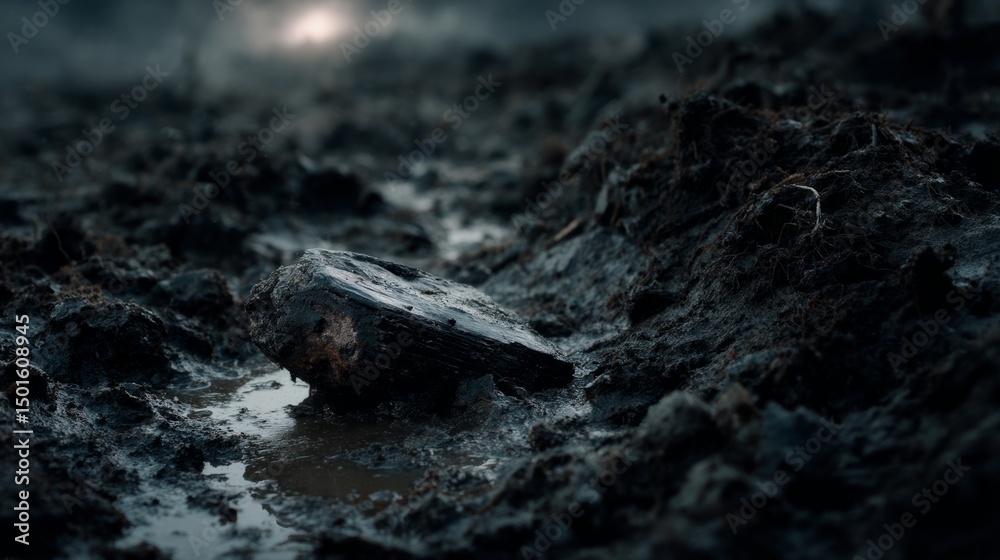 Naklejka premium Close-up of graphite mineral showing dark gray