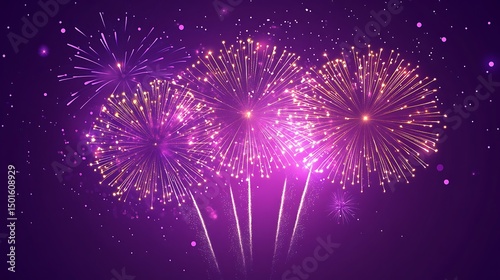 Sparkling purple fireworks against a dark night sky.