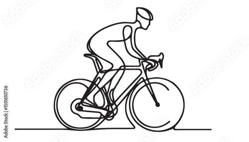 Continuous one single minimal line drawing bicycle
