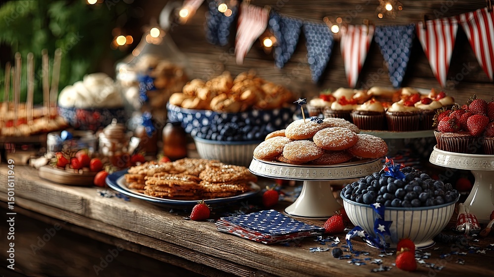 Patriotic dessert display table Patriotic dessert display table