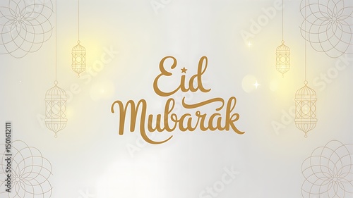 Eid Mubarak Celebration Background with Lanterns